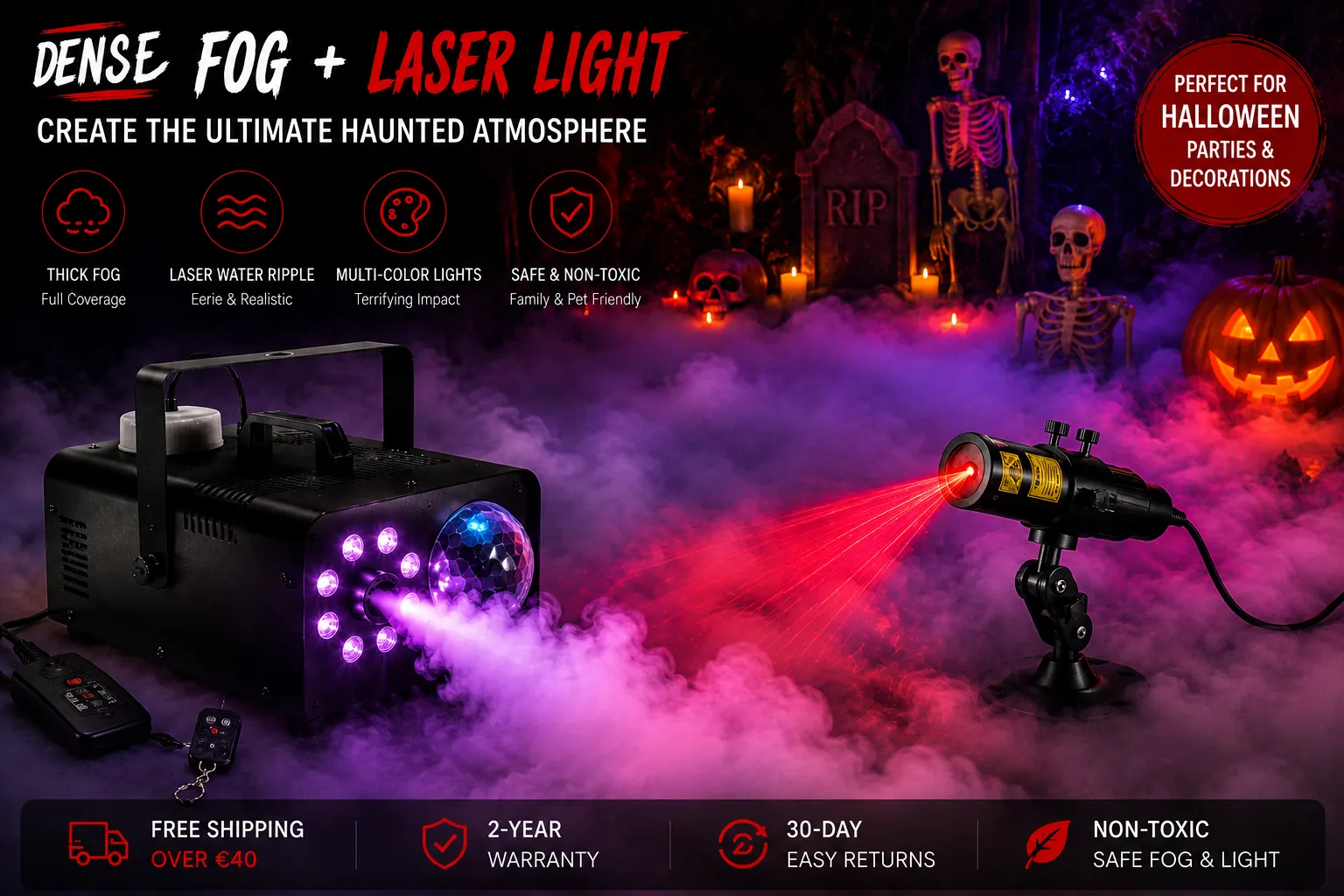 Halloween fog and effect light combination