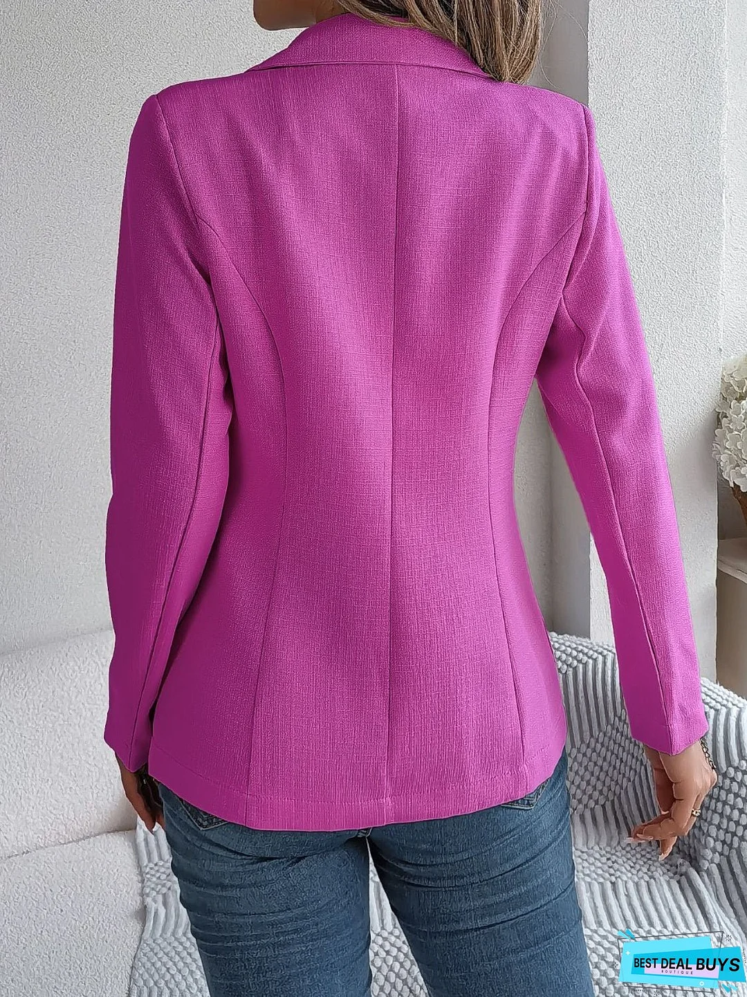 Decorative Pocket Flap Lapel Collar Long Sleeve Blazer