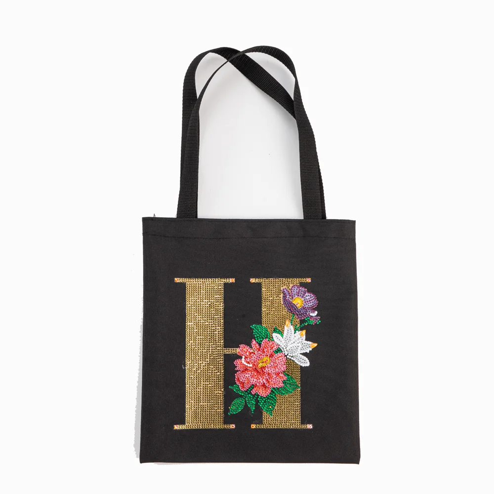 DIY Diamonds Painting Handbag Linen Shopping Bag Portable Fashion for Work