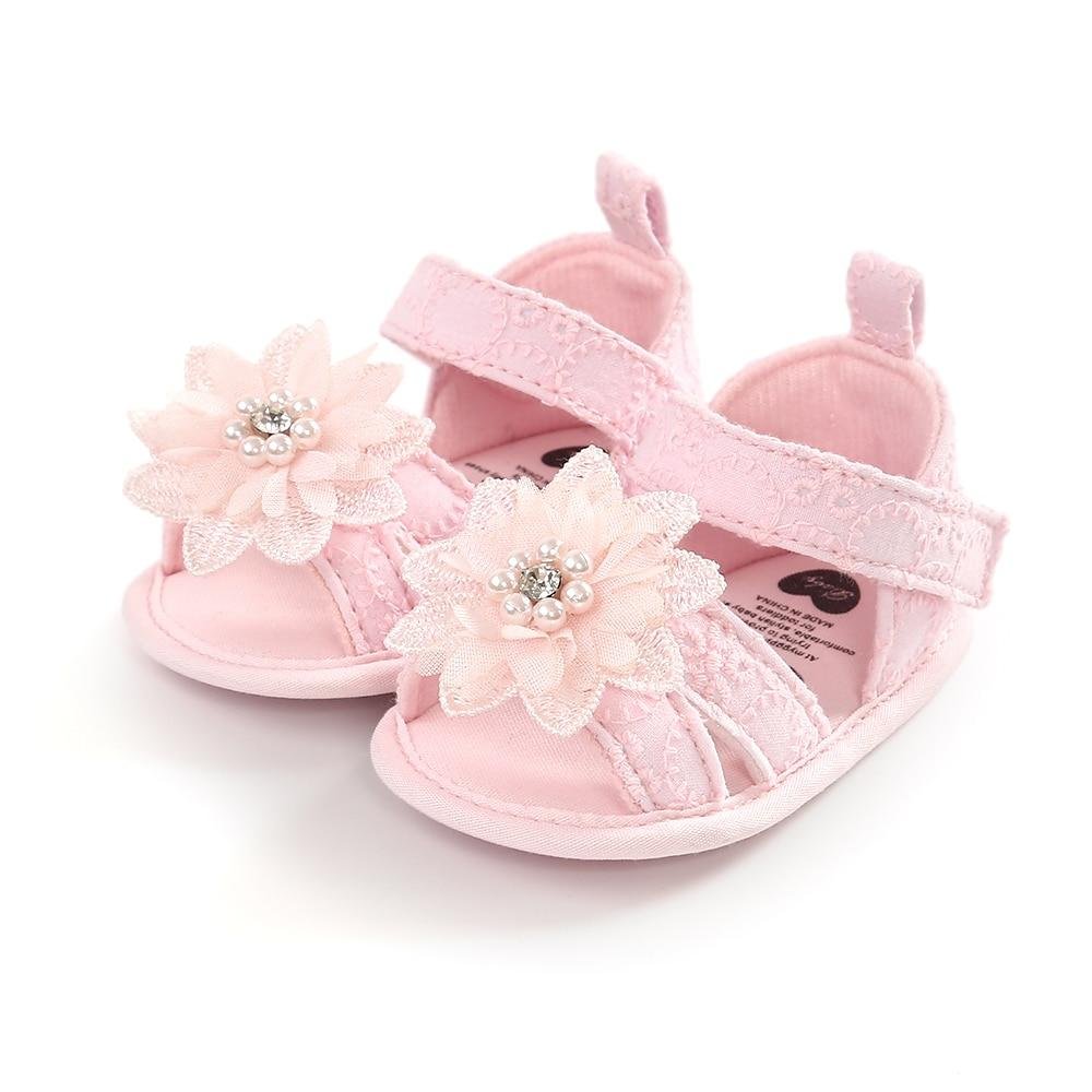 Baby Girl Bow Sandals Flat Heels Toddler Kids Summer Party Wedding Flower Pearls Sandals Shoes