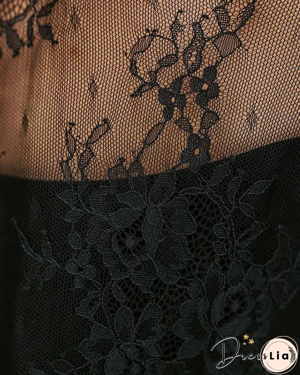 Lace Insert Mesh Casual Blouse P12979