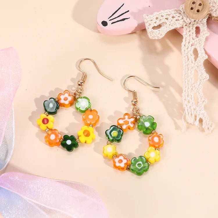 Lovely Colored Small Flower Earrings