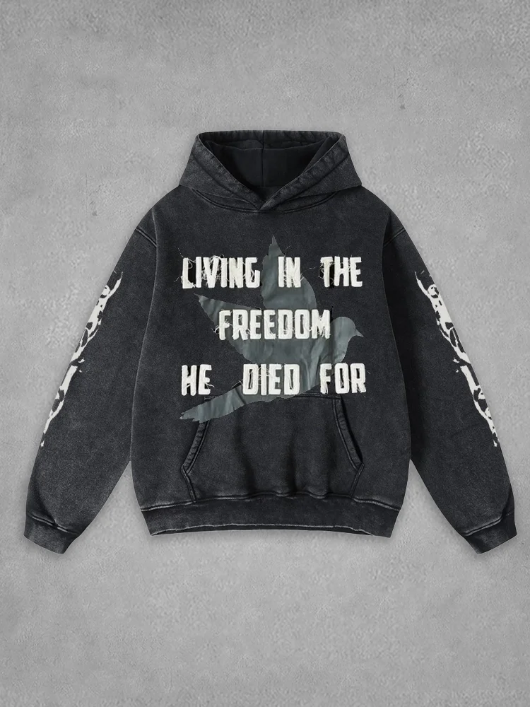 Black "freedom"  Hoodie