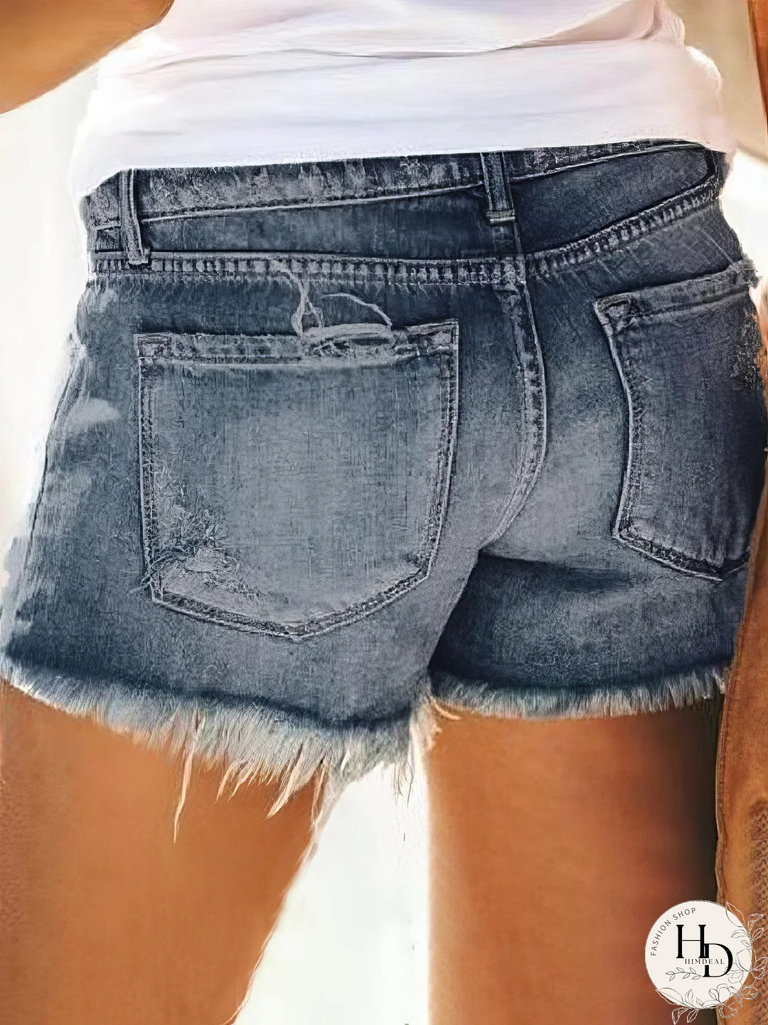Women's High-Waisted Distressed Denim Shorts