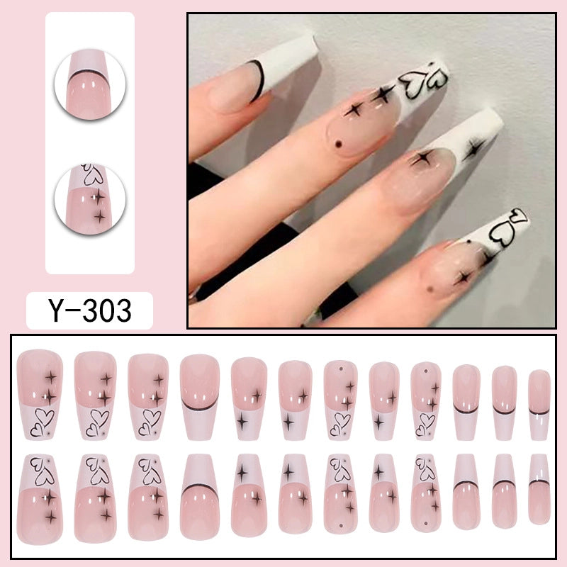 Sweet Color Block Heart Shape ABS Press-on Nails 1 Set