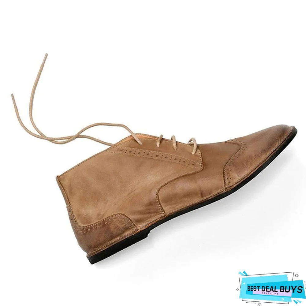 Men's Casual Soft Leather Lace Up Handcrafted Boots