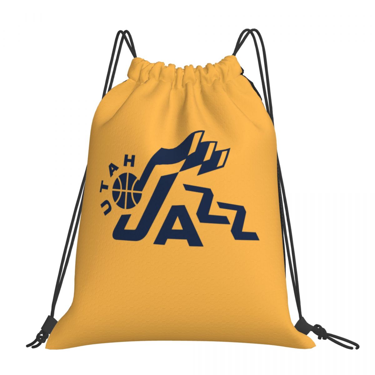 Utah Jazz NBA Logo Text Waterproof Adjustable Lightweight Gym Drawstring Bag