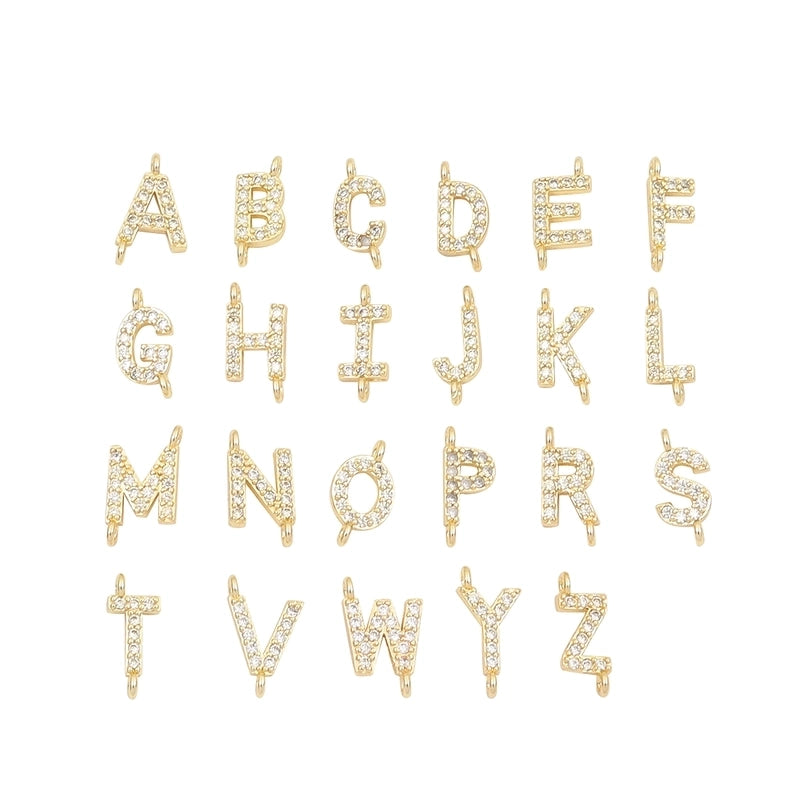 201 Stainless Steel Copper Inlay Letter Zircon Bracelets