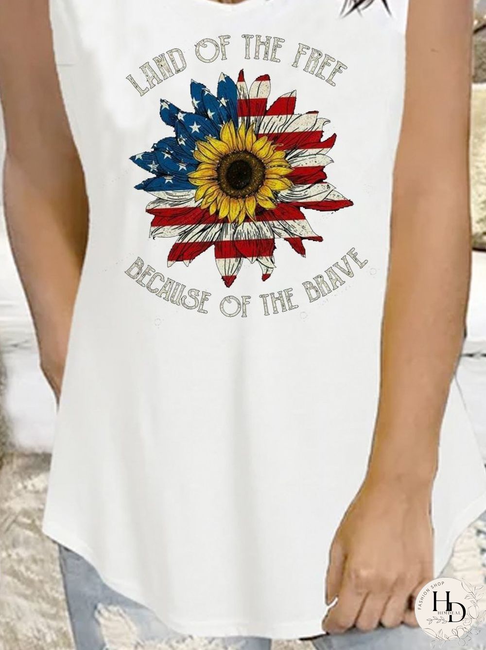 V Neck Simple Printed Cotton-Blend T-shirt