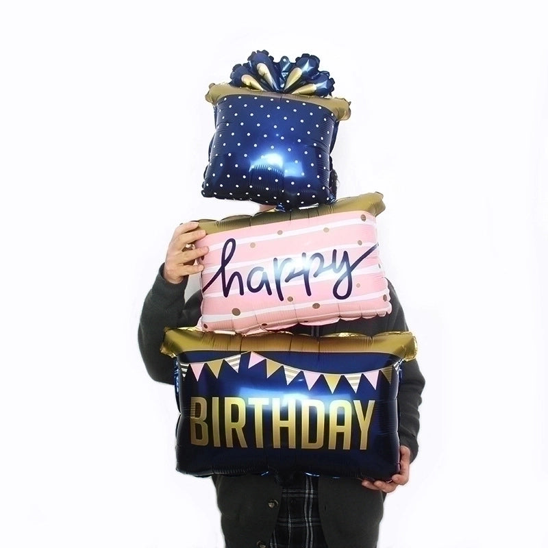Birthday Gift Box Aluminum Film Party Balloons