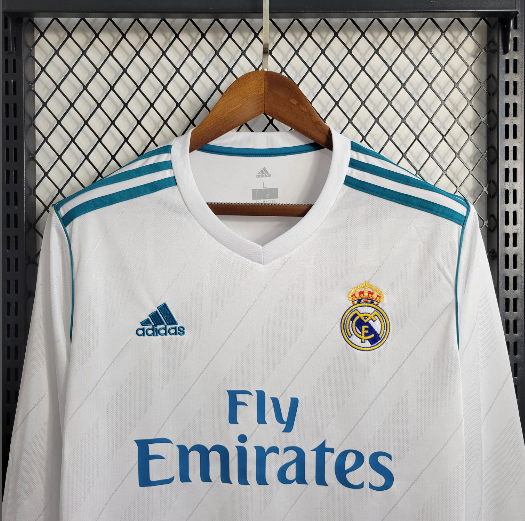Long Sleeve 2017/2018 Real Madrid Home Retro Football Shirt