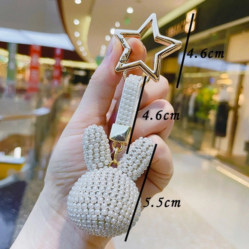 Cute Rabbit Metal Inlay Rhinestones Women’s Bag Pendant Keychain
