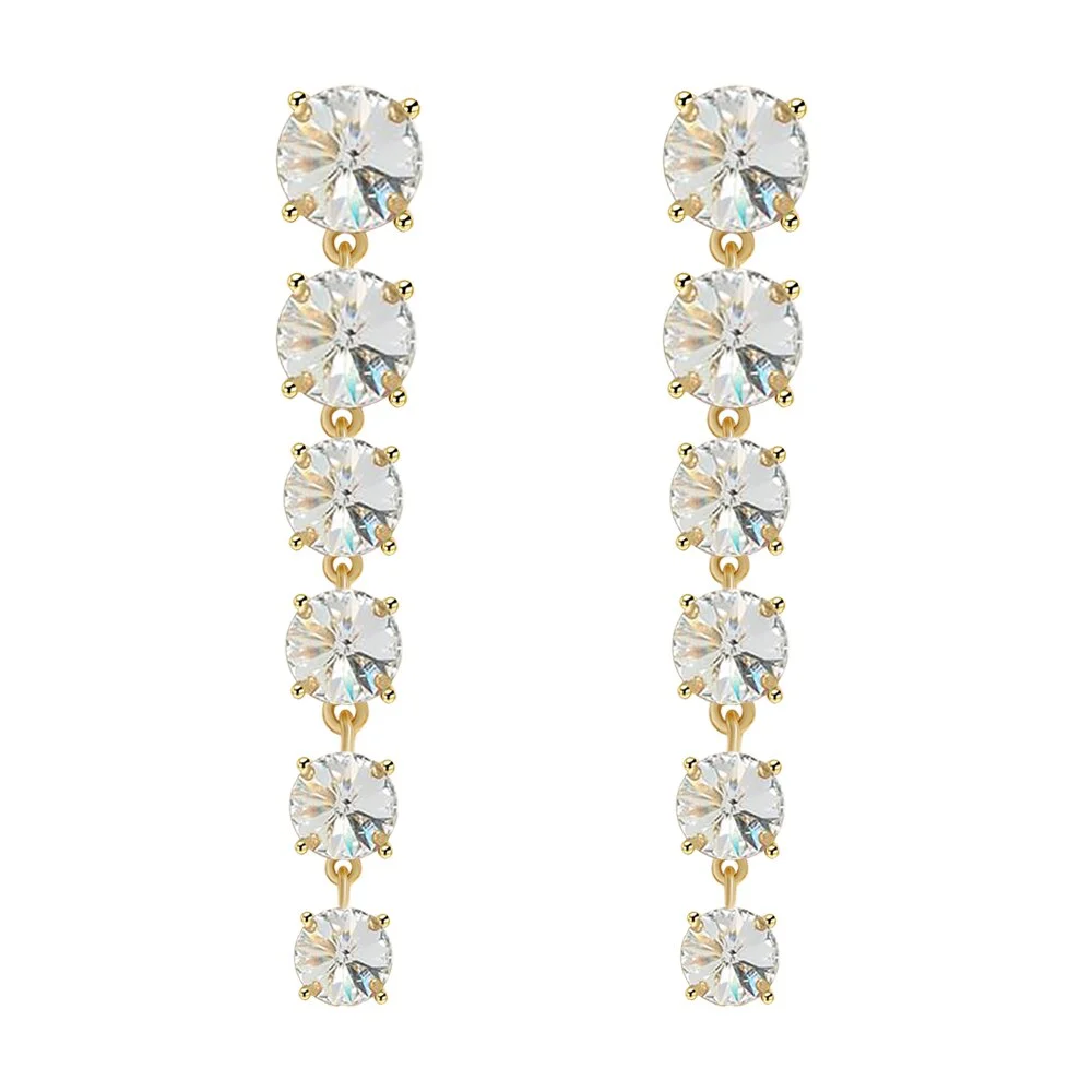 Dvacaman New Shiny Rhinestone Earrings Tassel Drop Earrings For Women Luxury Jewelry Long Dangle Earrings 2022 Party Accessories