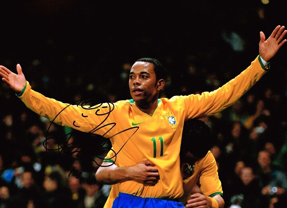 ROBINHO aka Robson de Souza SIGNED Autograph Brazil Soccer 16x12 Photo Poster painting AFTAL COA