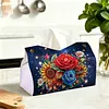 Diamond Painting Red Roses PU Leather Tissue Box for Napkin Holder