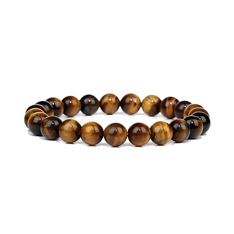 8mm Semi-Precious Stone Beaded Bracelet Men Women Tiger Eye Lava Gift Crystal Beaded Bracelet
