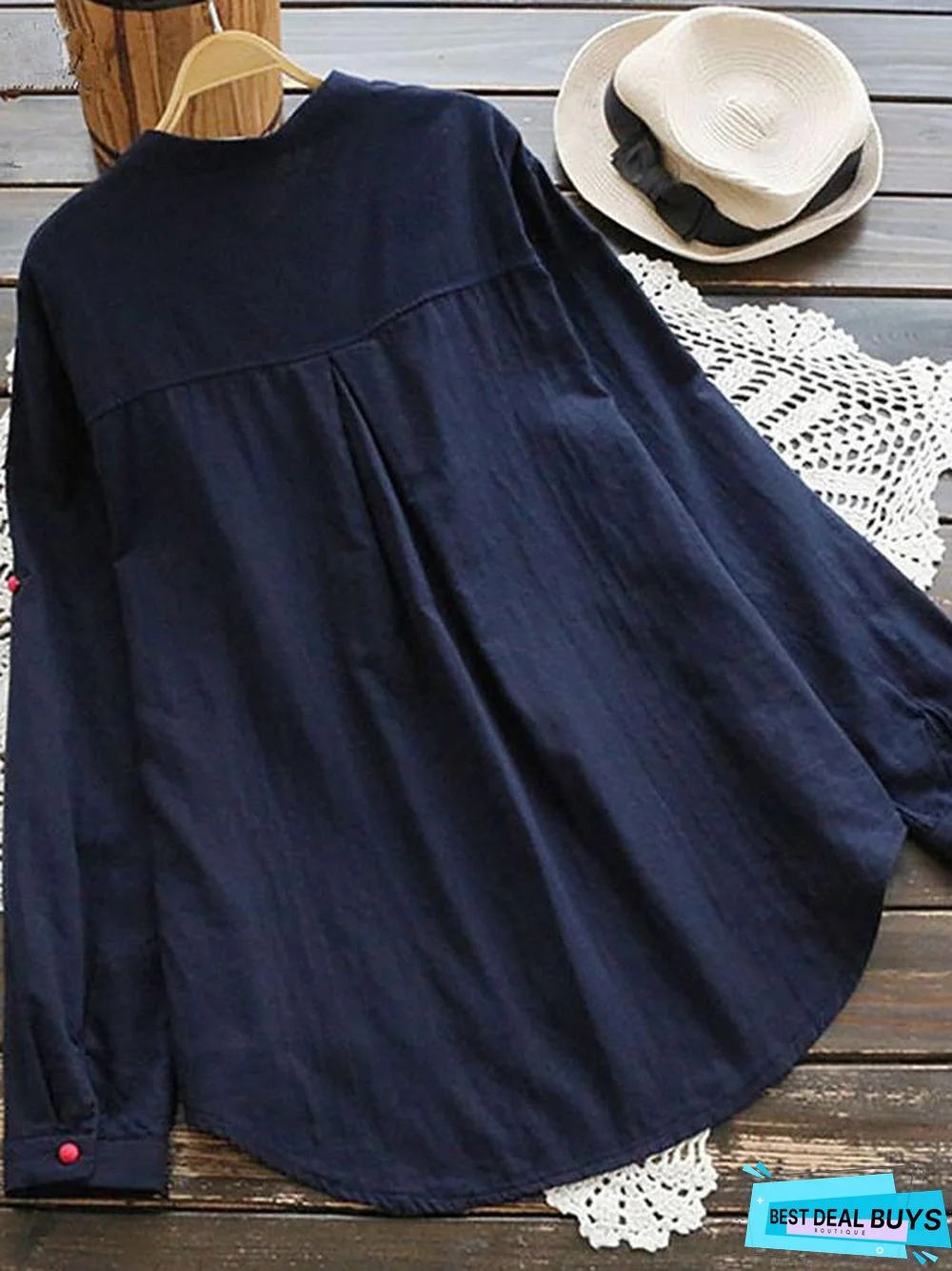 Women's Plus Size Blouse Shirt Solid Colored Plain Long Sleeve V Neck Tops Loose Cotton Basic Top White Blue Red