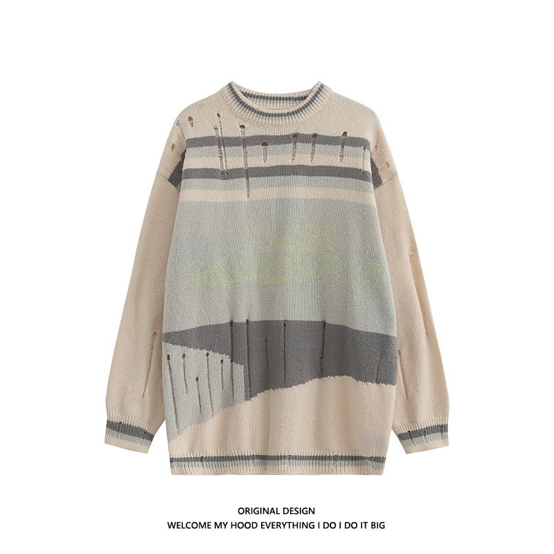streetwear men outfits Autumn and Winter Original National Fashion Men's and Women's Fried Street Sweater Oversize Loose Sweater
