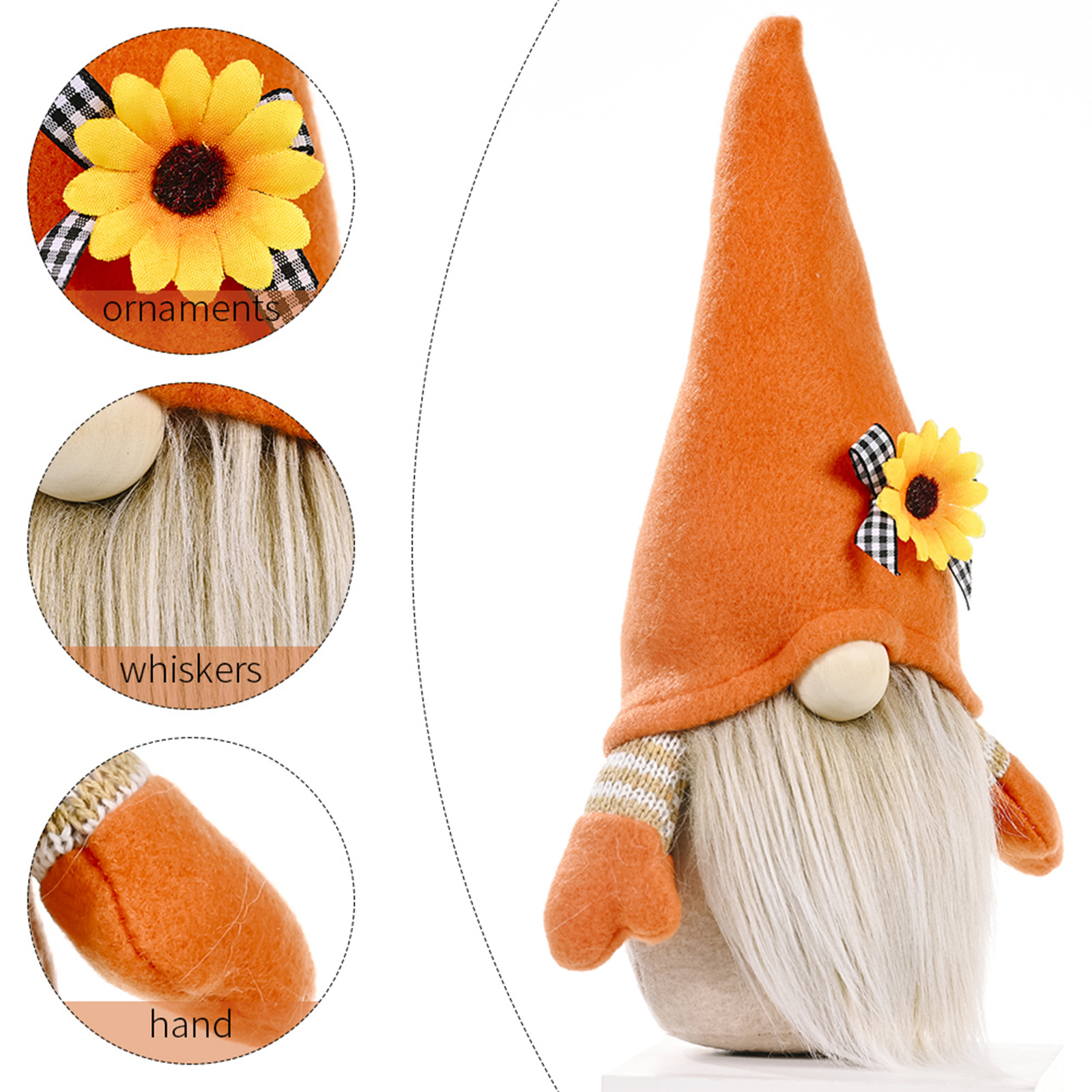 

Gnome Doll Decor Tiered Tray Sunflower Faceless Harvest Dwarf Elf Figurine, 501 Original