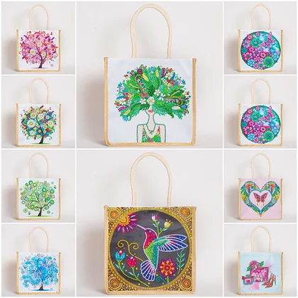 DIY Flax Diamond Painting Storage Bag Fashion Tote Christmas Gift for Kids  Adult