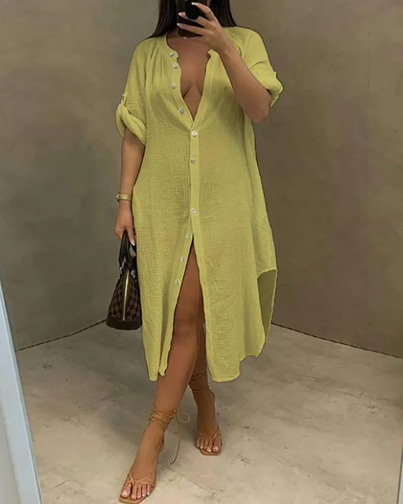 Casual Long Sleeve Shirt Dress