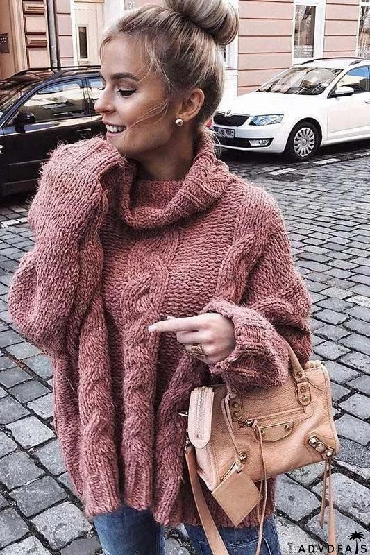 Casual easy turtlenecck sweater knitted sweater
