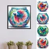 Aquarium et betta-peinture diamant ronde compl&egrave;te-40*40cm
