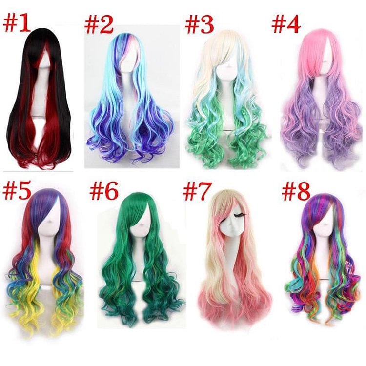 Multicolor Harajuku Long Curly Rainbow Wig SP13930