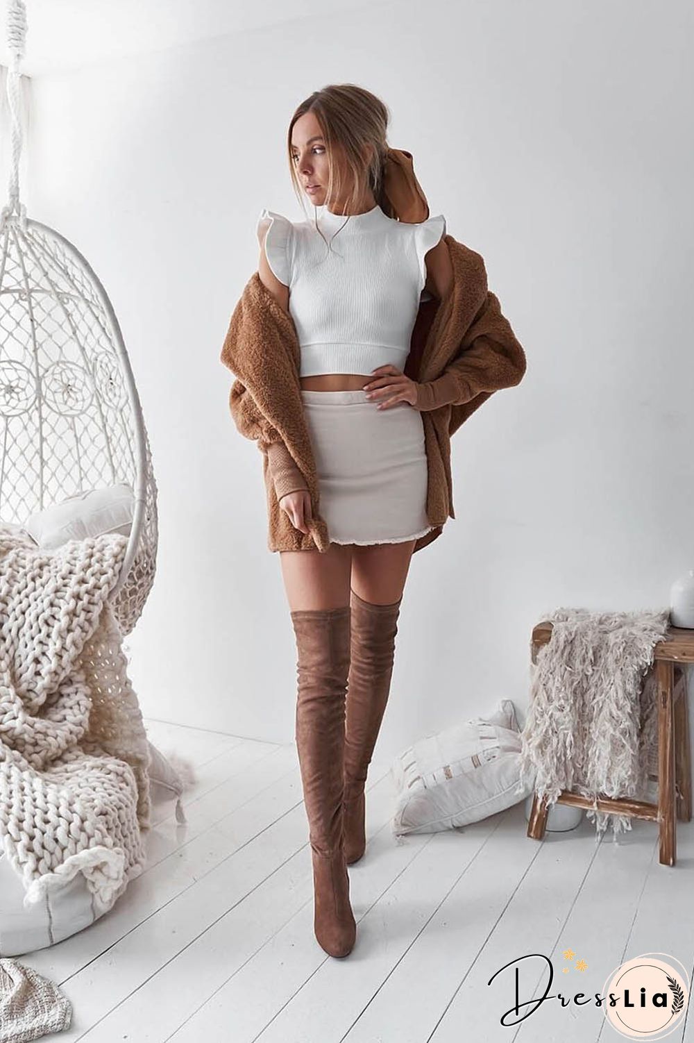 Long Sleeve Plain Hooded Sweater