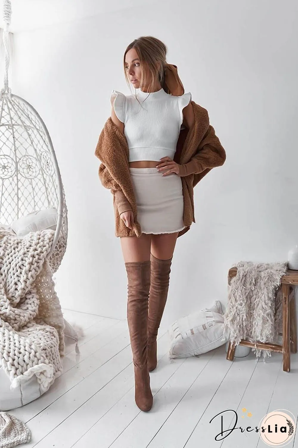 Long Sleeve Plain Hooded Sweater