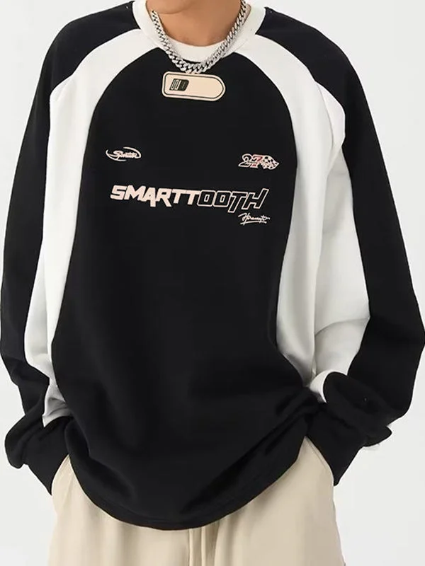 Brownm Retro Sport Block Print Sweatshirt