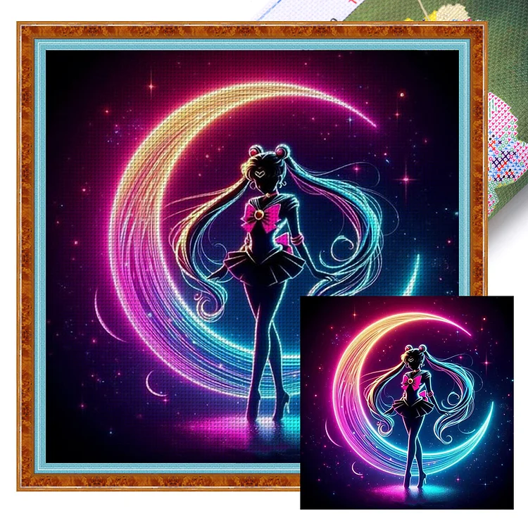 Beautiful Girl Silhouette (40*40cm) 11CT Stamped Cross Stitch gbfke