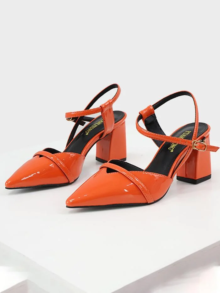 Fashion sexy coral pointed thick trendy buckle fashion sandals