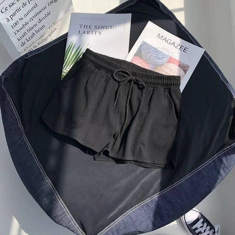 Brownm Brownm Waist Loose Tight Waist Sports Shorts Female Loose Casual Wear 2024 Summer New Wide Leg Pants Home Pajama Pants Tide