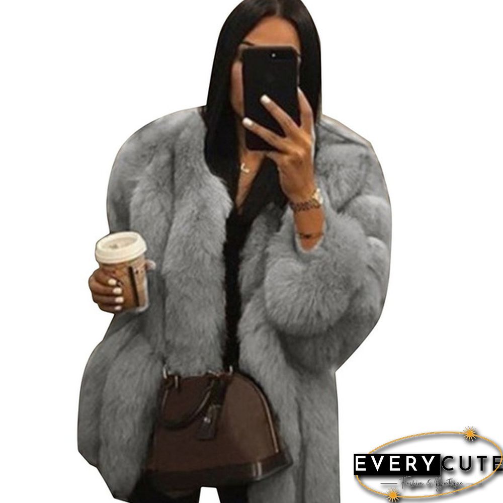 Womens Fall Winter Luxury Faux Fur Coat Elegant Furry Thick Warm Jacket Party Cardigan
