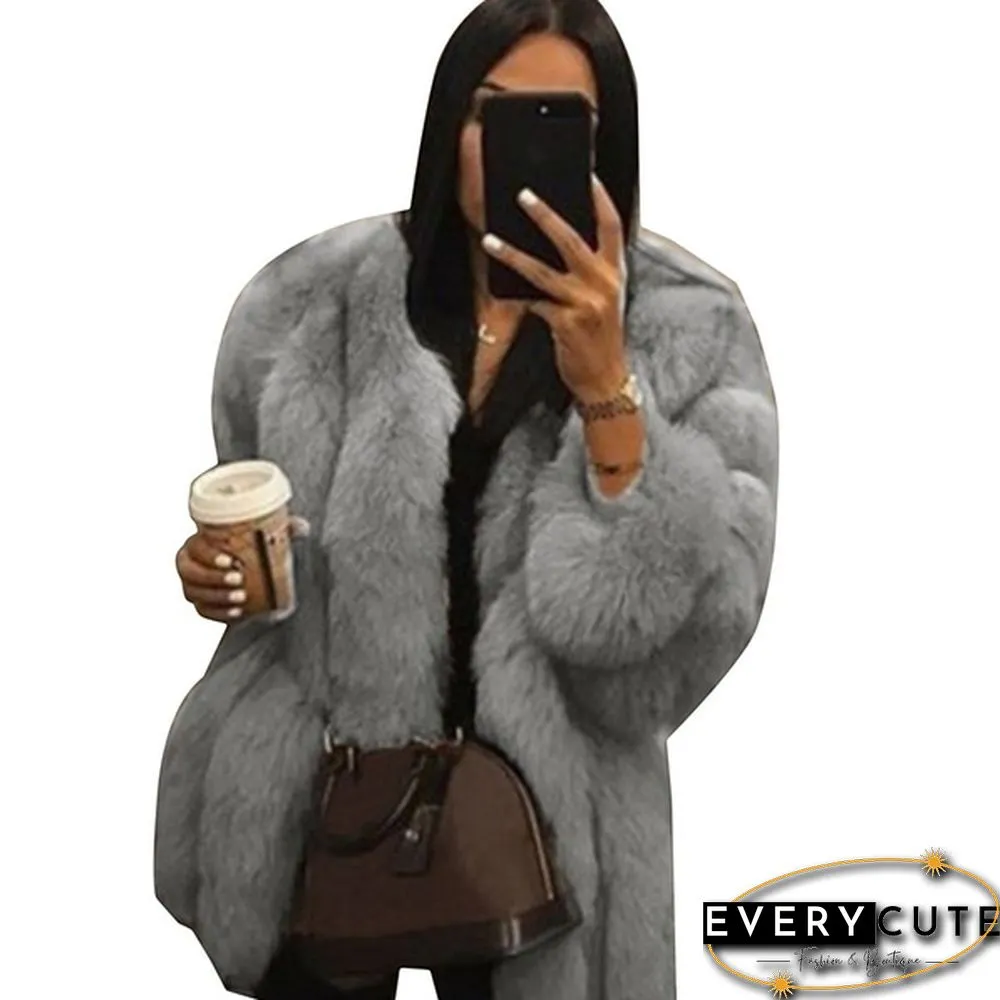 Womens Fall Winter Luxury Faux Fur Coat Elegant Furry Thick Warm Jacket Party Cardigan