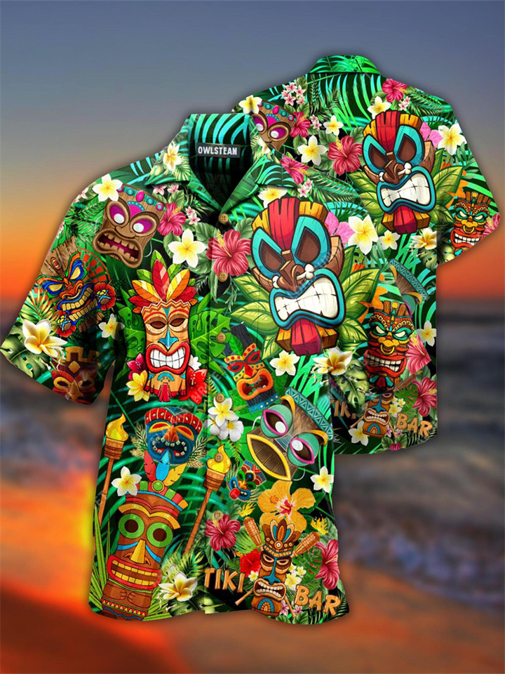 Summer New Men's 3D Digital Printing Fashion Hawaii Short Sleeve Shirt Printed Shirt