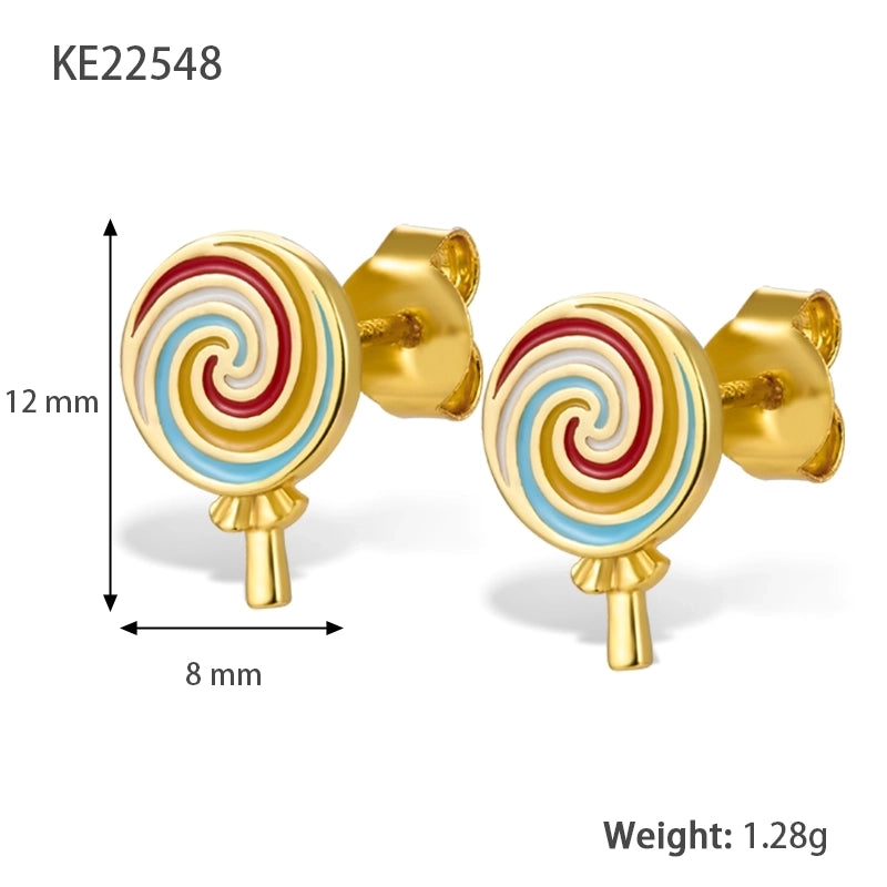 1 Pair 925 Sterling Silver Zircon Rainbow Devil’S Eye Candy Ear Studs