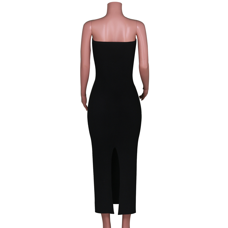Ootddress Strapless Knit Maxi Dresses For Women Summer Beach Party Bodycon Dress Off-Shoulder Twist Knitting Evening Backless Dress