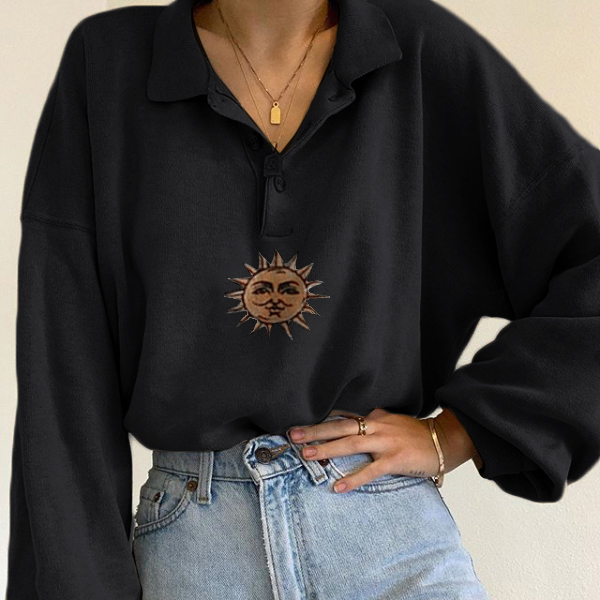 Sun Print Long Sleeve Sweatshirt / [blueesa] /