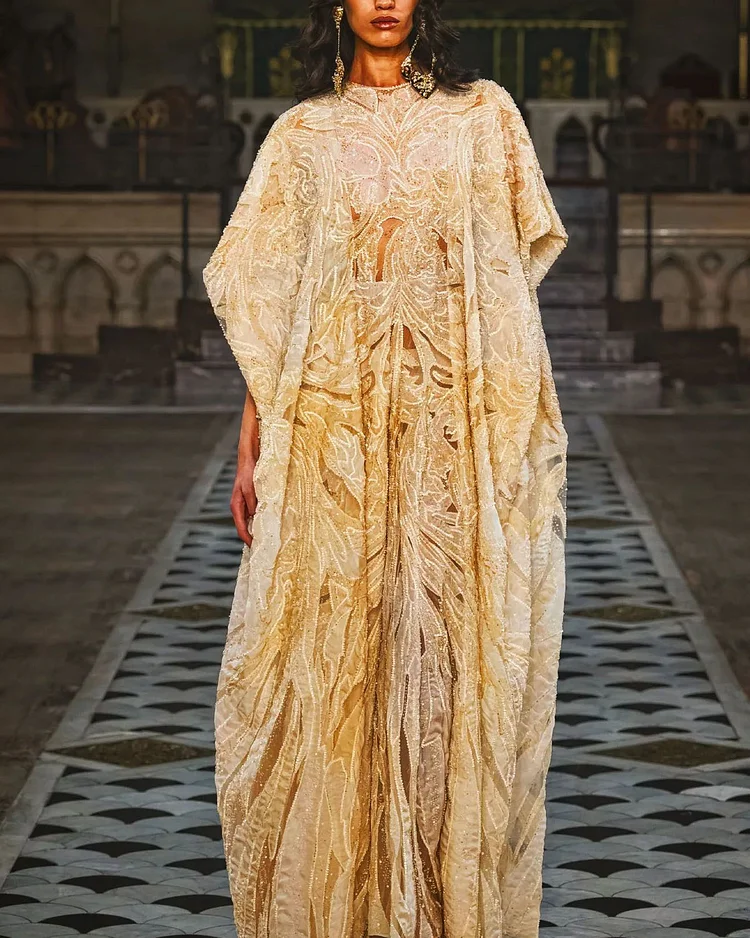 Delicate Elegant Embroidery Kaftan