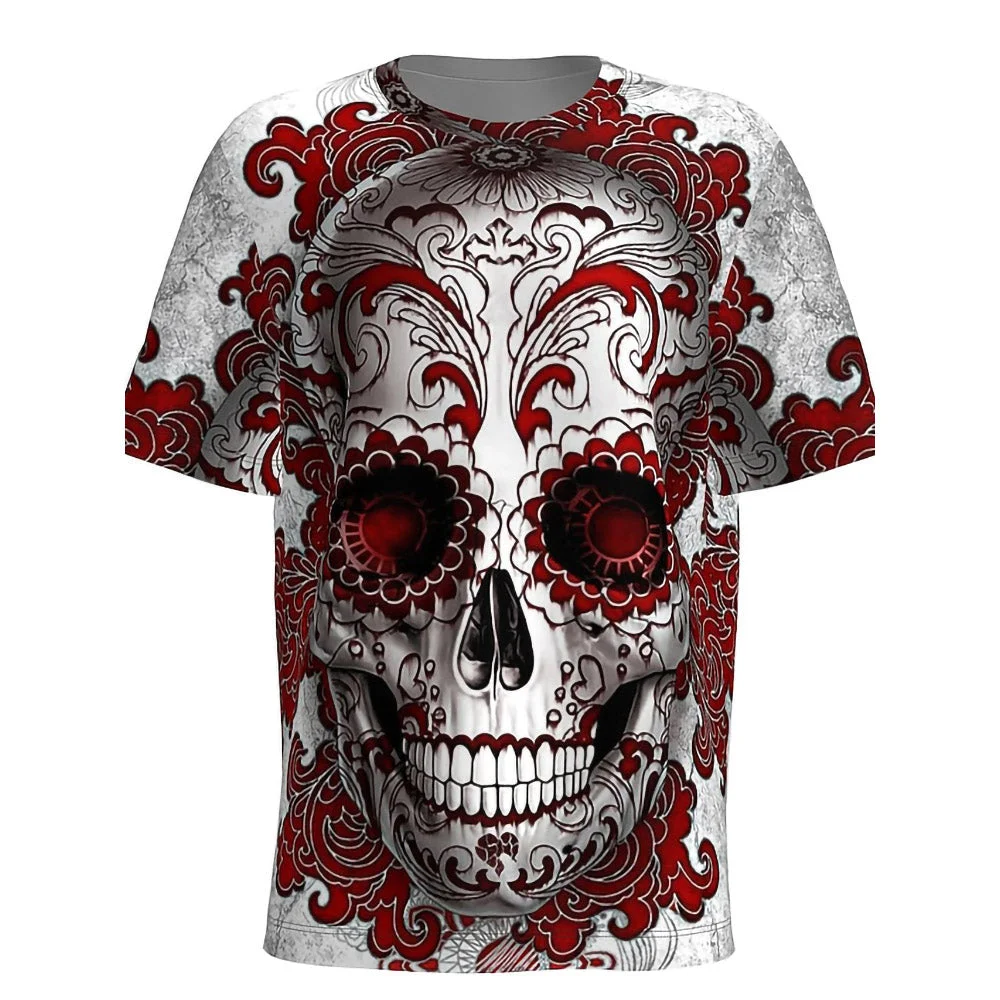 3D Graphic Short Sleeve Shirts Skull