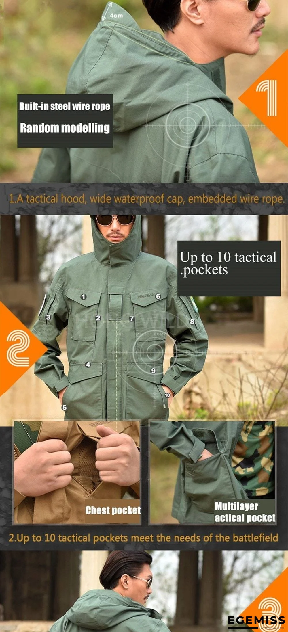 Brand Military Camouflage Male clothing US Army Tactical Men's Windbreaker Hoodie Field Jacket Outwear | EGEMISS