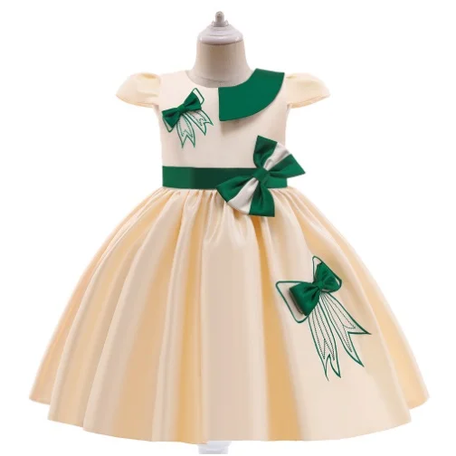 2021 Formal Kids Vintage Embroidery Dress For Girl Children Costume Prom Party Princess Dresses Girls Vestido Short Sleeve Gown