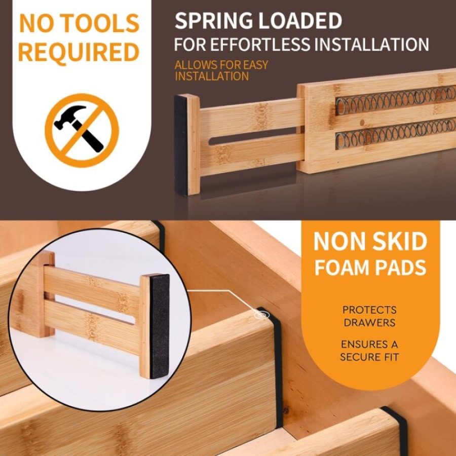 Adjustable Bamboo Drawer Dividers Organizers | IFYHOME