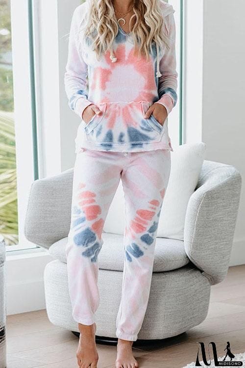 MidiSono - Tie Dye Flower Casual Hoodie