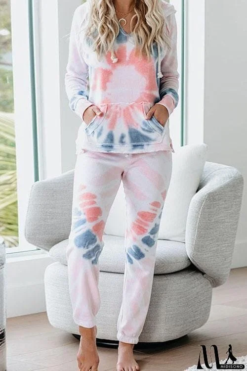 MidiSono - Tie Dye Flower Casual Hoodie