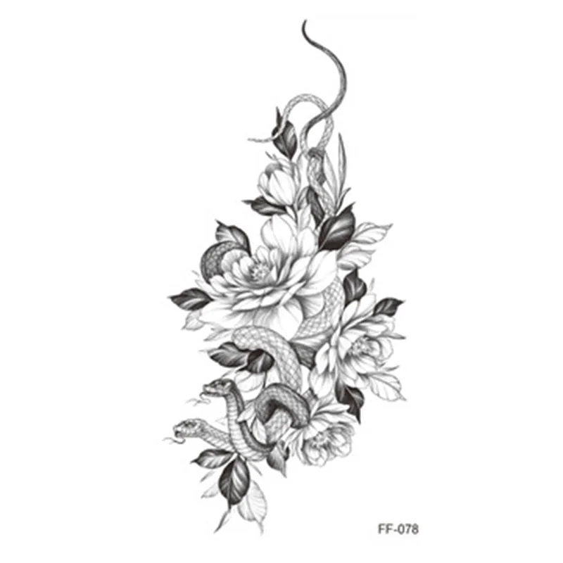 Large Body Art Arm Sleeves Snake Flower Temporary Tattoo Sticker Fast Rock Tattoo Women Waist Bracelet Fake Flash Tatoos Totem