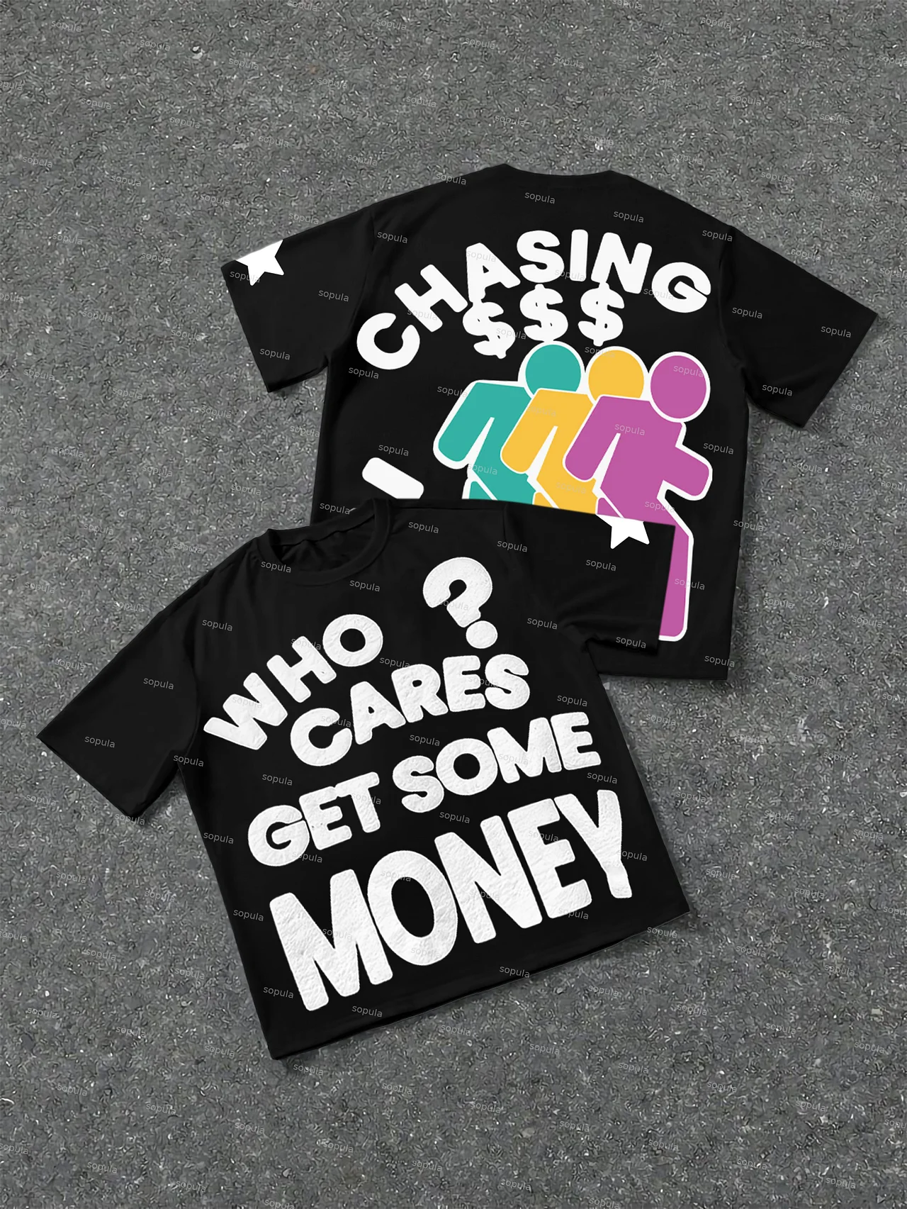 Chasing Money Graphic Print Cotton T-Shirt