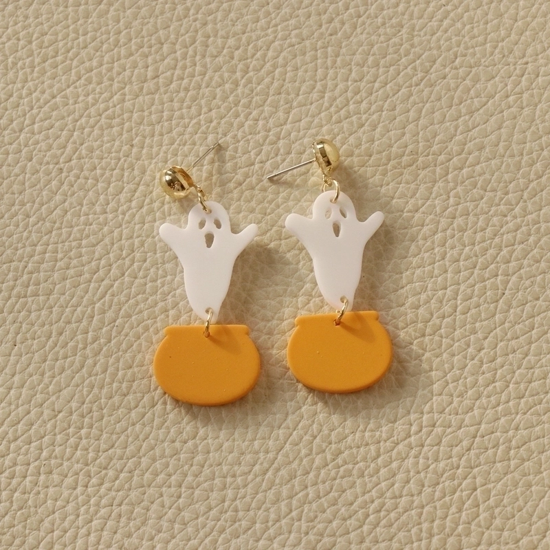 Fashion Pumpkin Bat Arylic Halloween Women’s Earrings